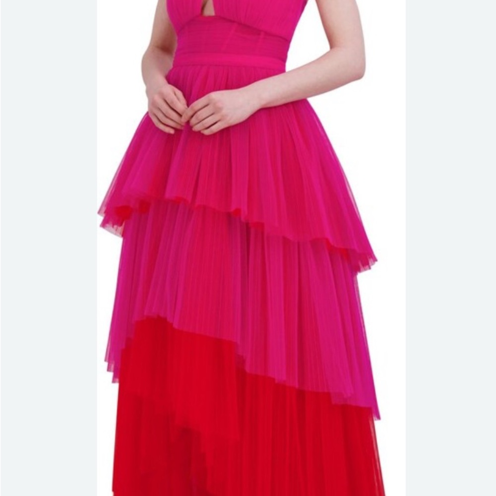 BCBG Strapless Pink and Red Dress